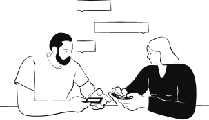 Clients collaborating on digital projects